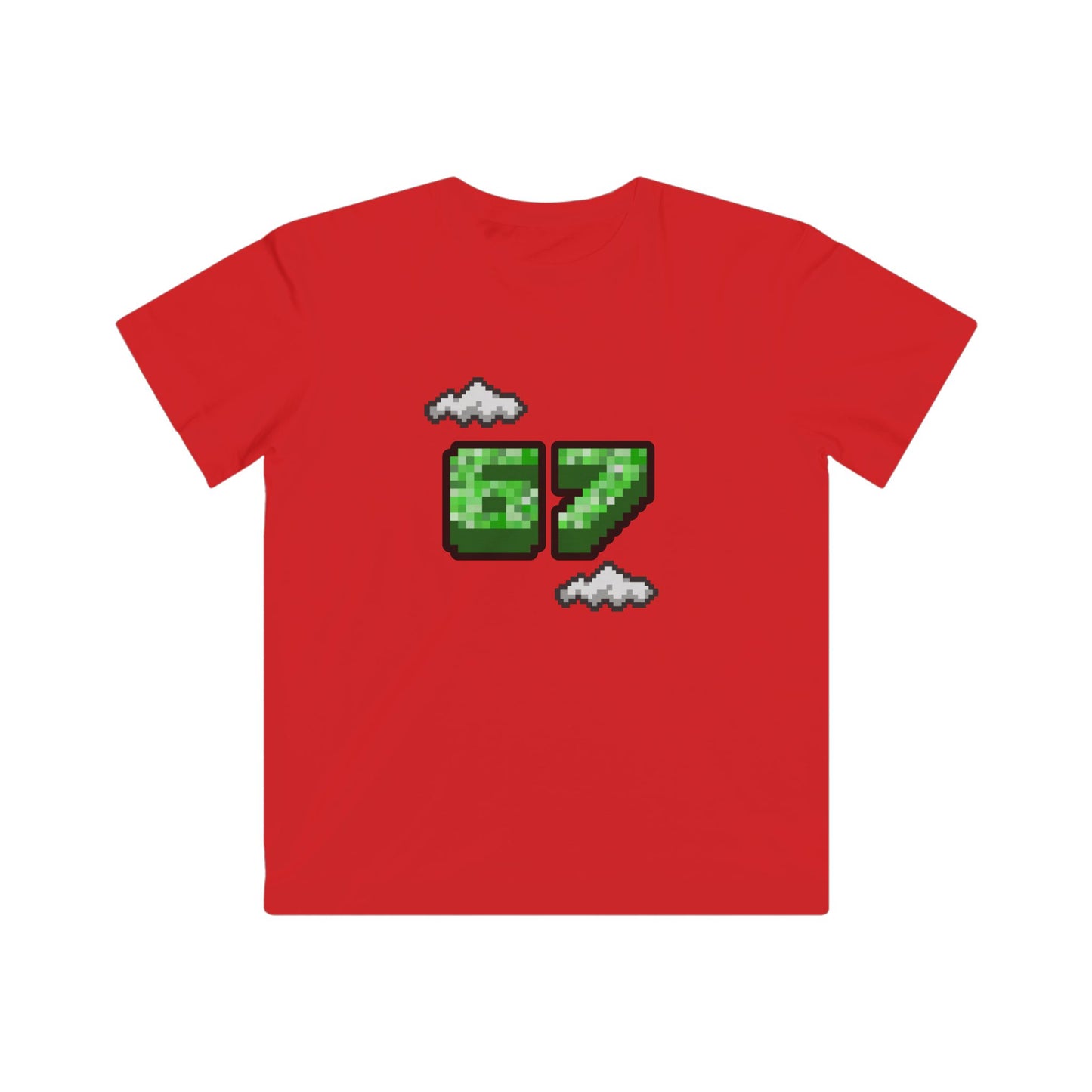 Kids Tee — Pixel '07' Number Graphic (Retro Game Clouds)