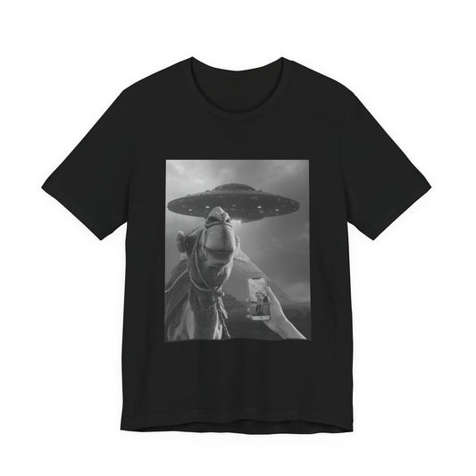 Alien Encounter T‑Shirt — Surreal UFO & Camel Photo Tee