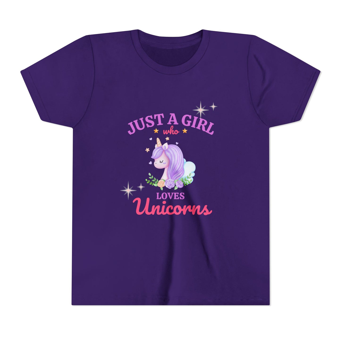 Youth Tee - "Just a Girl Who Loves Unicorns" Cute Unicorn Graphic Shirt
