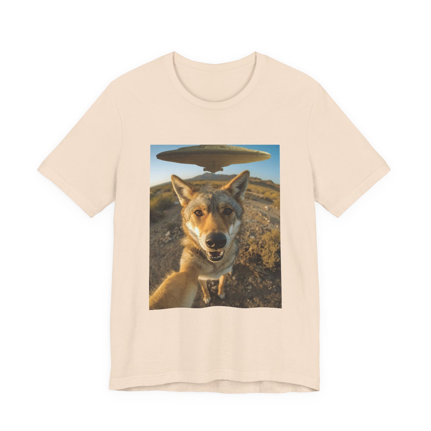 UFO Selfie Coyote T‑Shirt — Funny Alien Encounter Graphic Tee