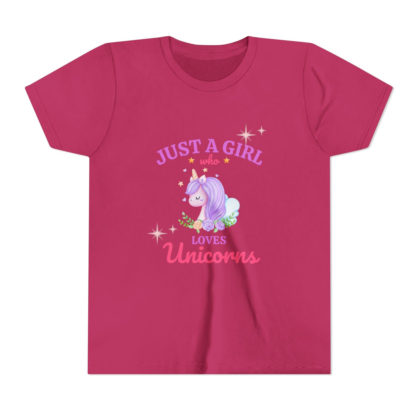 Youth Tee - "Just a Girl Who Loves Unicorns" Cute Unicorn Graphic Shirt