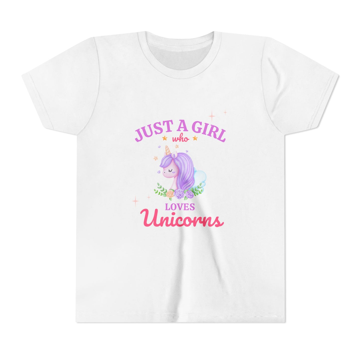 Youth Tee - "Just a Girl Who Loves Unicorns" Cute Unicorn Graphic Shirt