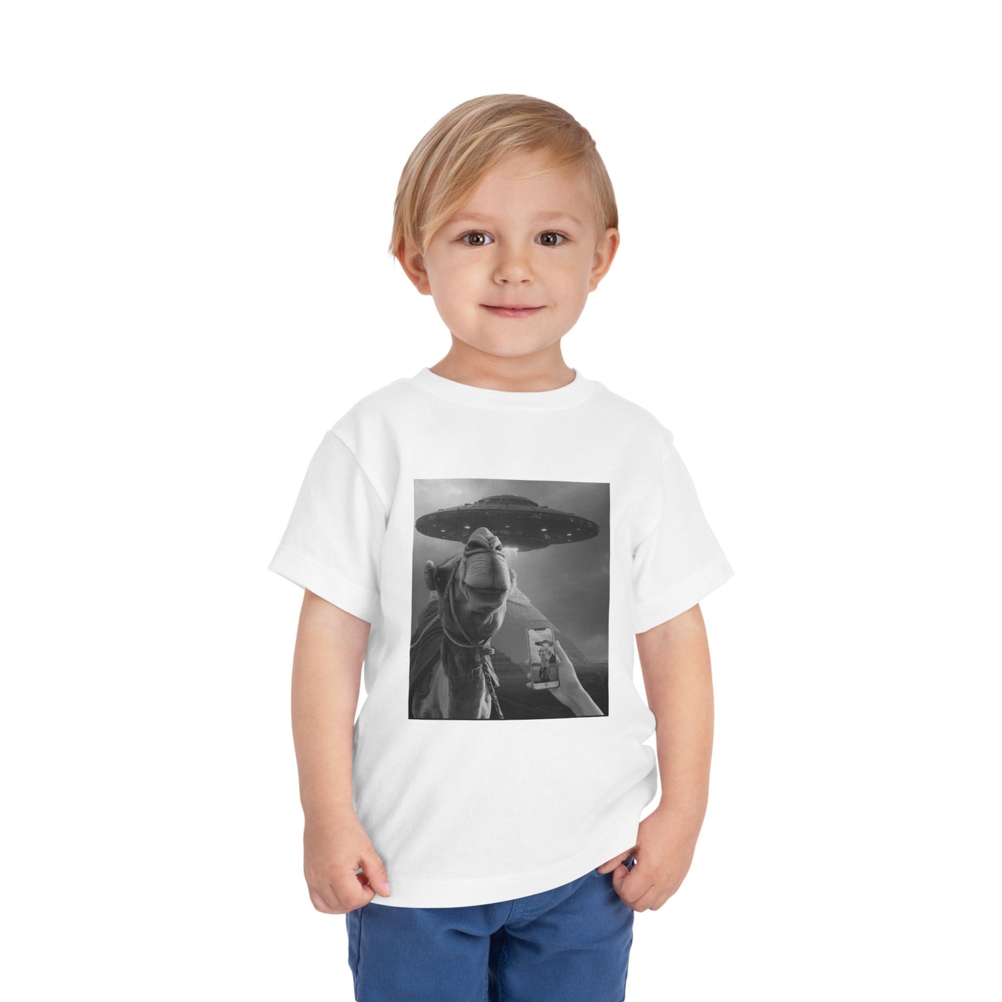 Toddler Tee — Funny Alien UFO Selfie Horse Graphic Shirt