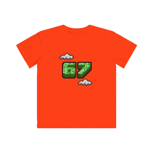 Kids Tee — Pixel '07' Number Graphic (Retro Game Clouds)