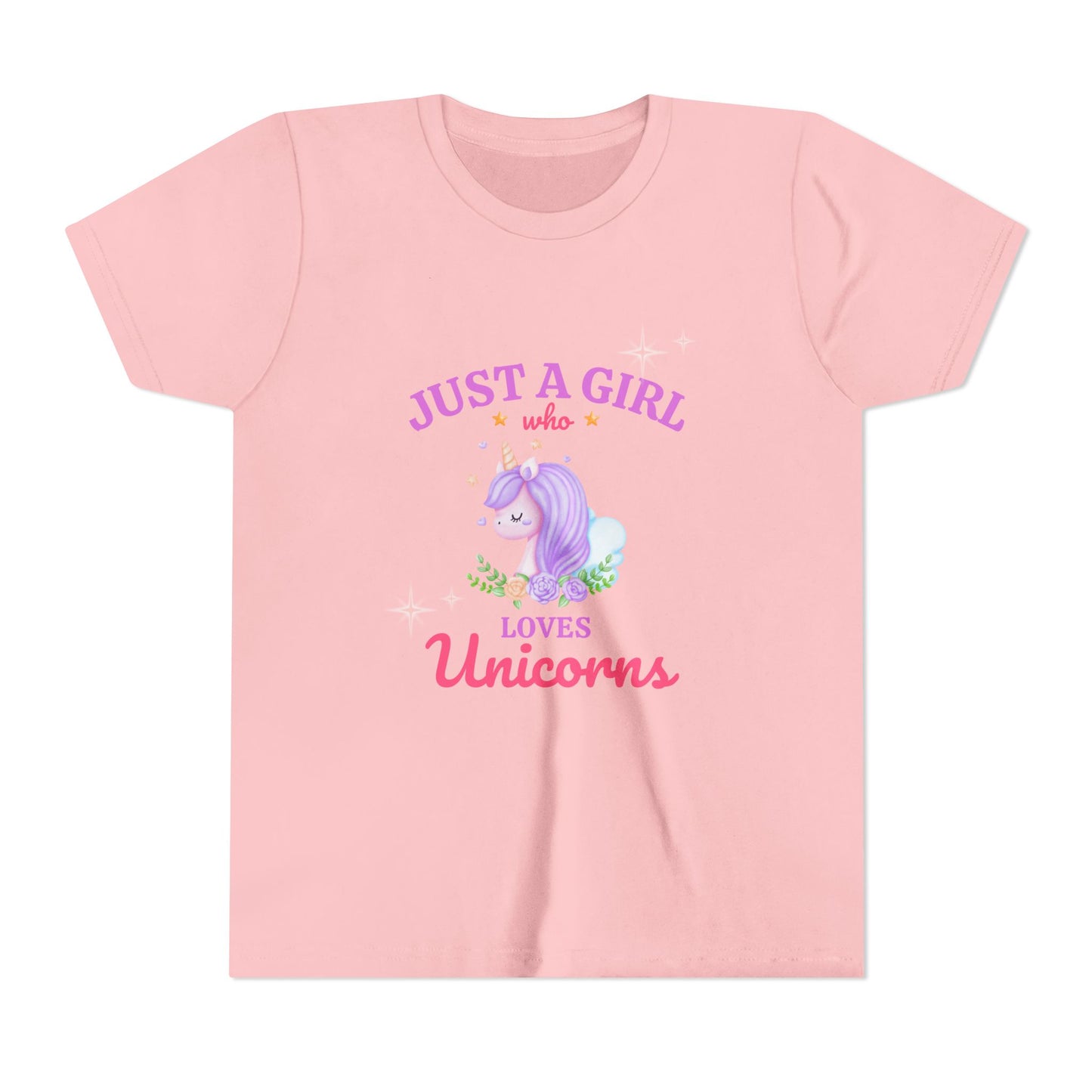 Youth Tee - "Just a Girl Who Loves Unicorns" Cute Unicorn Graphic Shirt