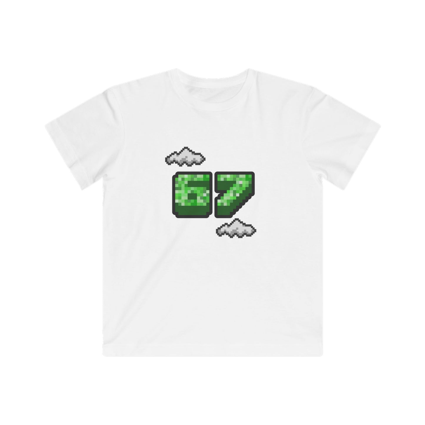 Kids Tee — Pixel '07' Number Graphic (Retro Game Clouds)