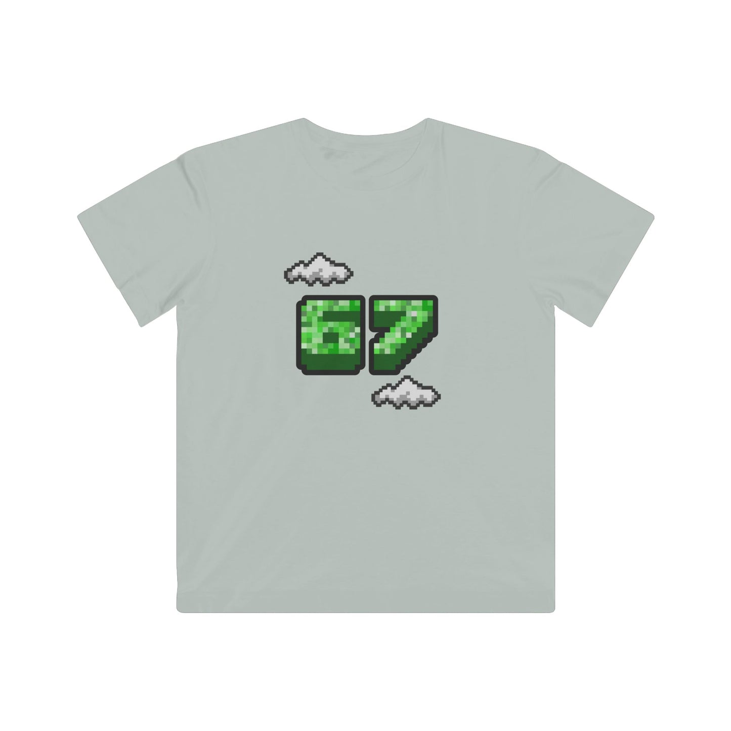 Kids Tee — Pixel '07' Number Graphic (Retro Game Clouds)