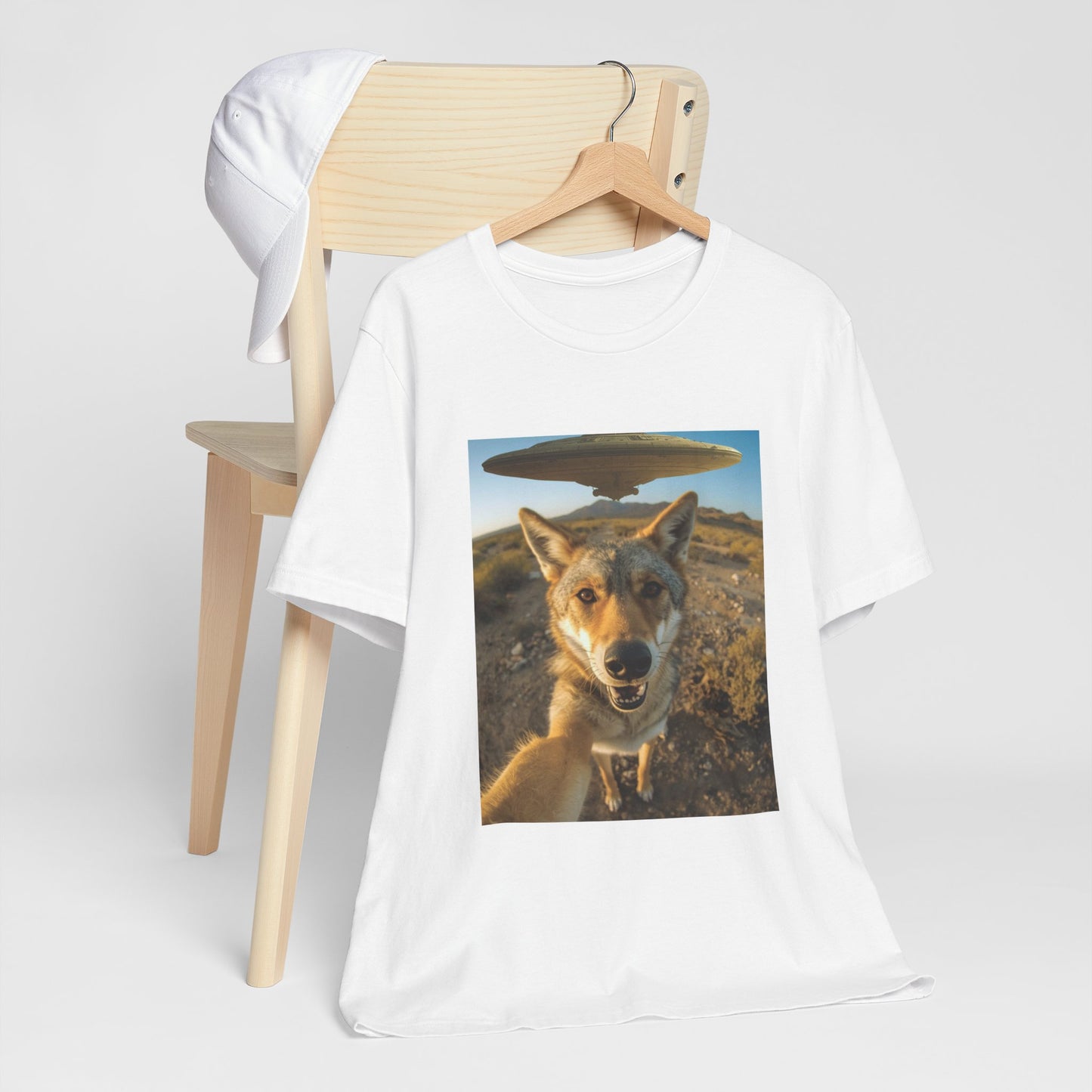 UFO Selfie Coyote T‑Shirt — Funny Alien Encounter Graphic Tee