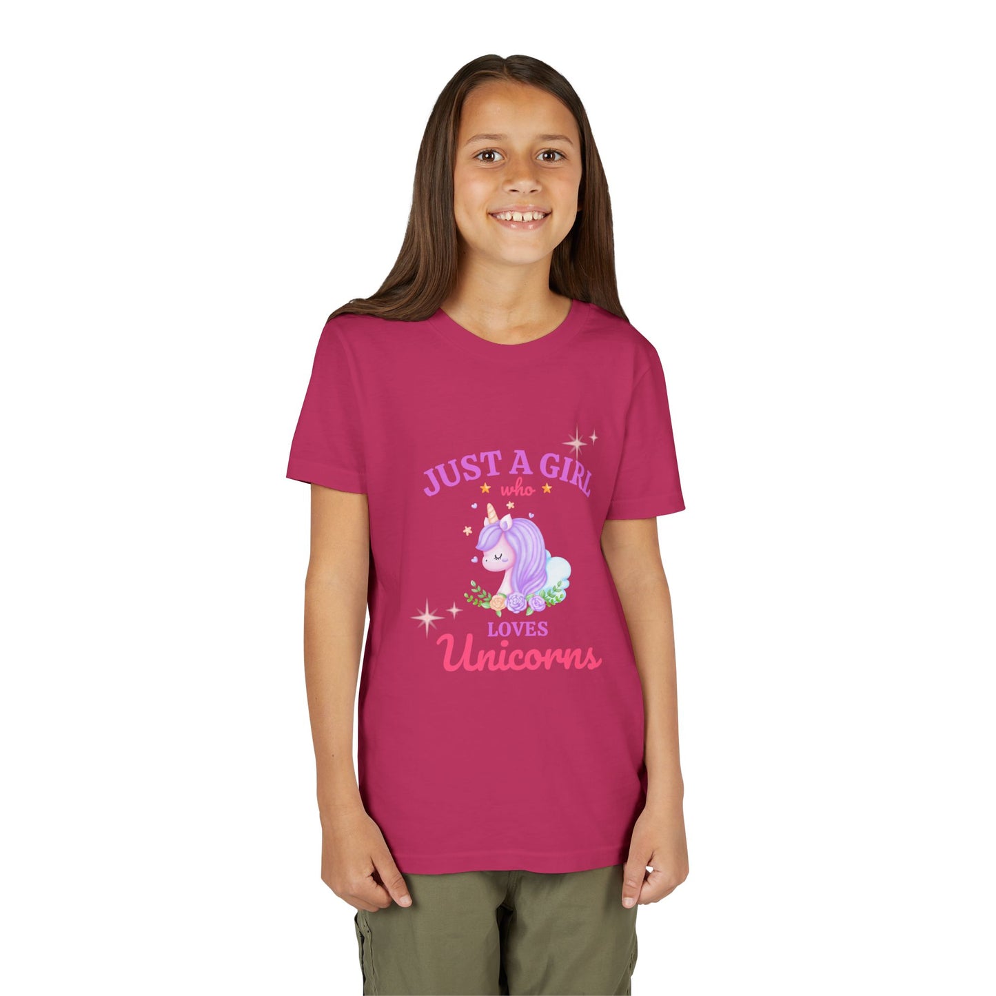 Youth Tee - "Just a Girl Who Loves Unicorns" Cute Unicorn Graphic Shirt