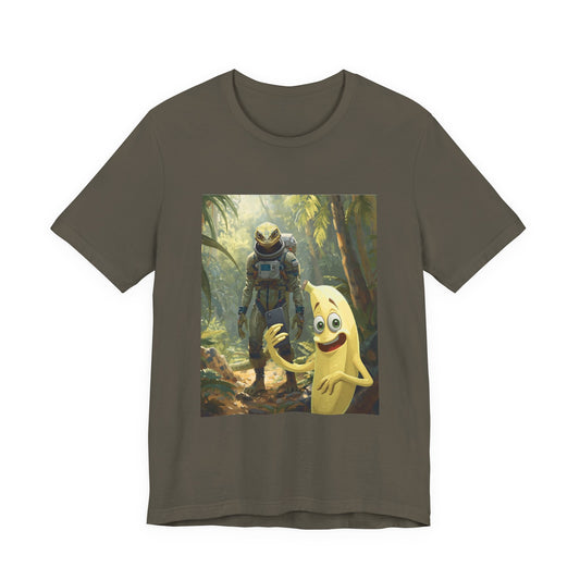 Banana Mascot Meets Space Explorer T‑Shirt — Funny Retro Sci‑Fi Jungle Graphic Tee
