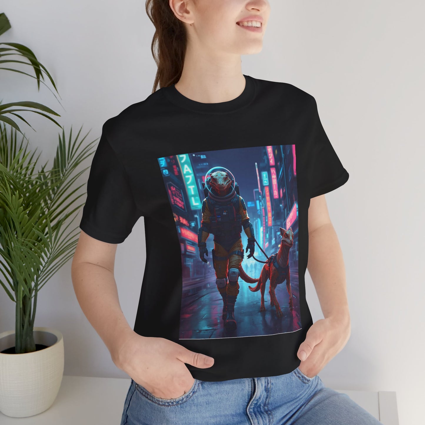 Astronaut & Dog Neon City T-Shirt